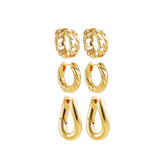Boucles d'oreilles créoles torsadées plaqué or