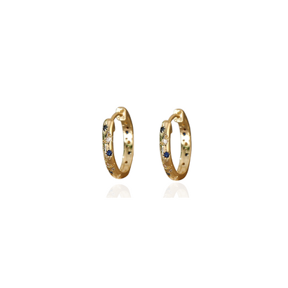 Boucles d'Oreilles Dorées Vintage avec Zirconia Bleue