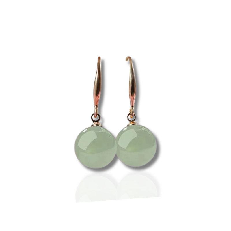Boucles d'oreilles gouttes perles jade plaqué or