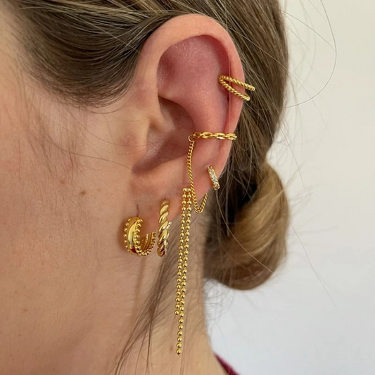 Set de Boucles d’Oreilles Pendantes Dorées Élégantes