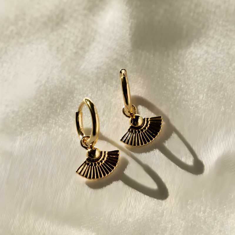 Boucles d'oreilles éventail Boho Plaqué Or
