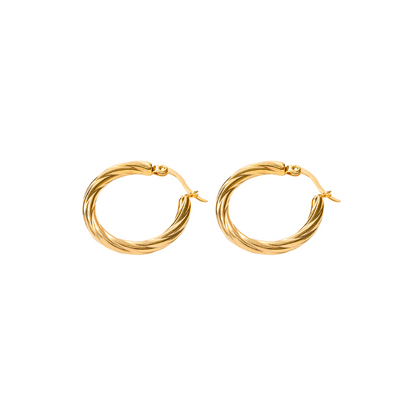 Boucles d'Oreilles Rondes Tordues en Hoops