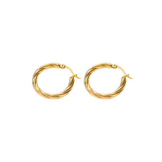 Boucles d'Oreilles Rondes Tordues en Hoops