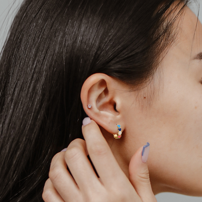 Boucles d'oreilles en forme de cœur coloré plaqué or et argent