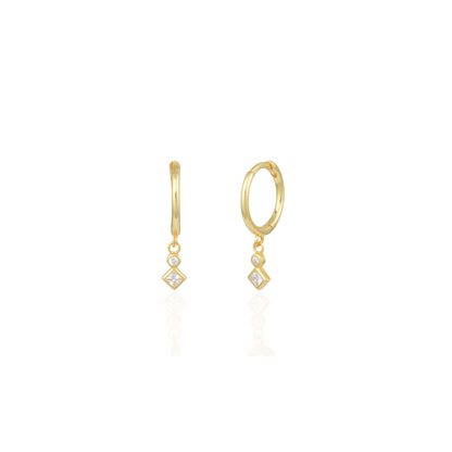 Créoles avec pendentif losange en zircon