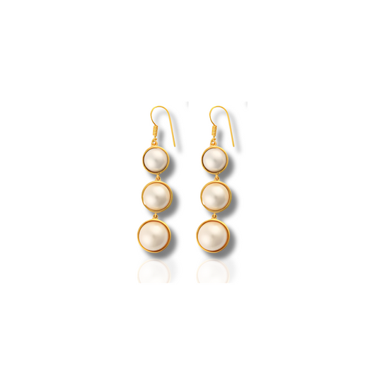 Boucles d'oreilles gouttes perles blanches plaqué or