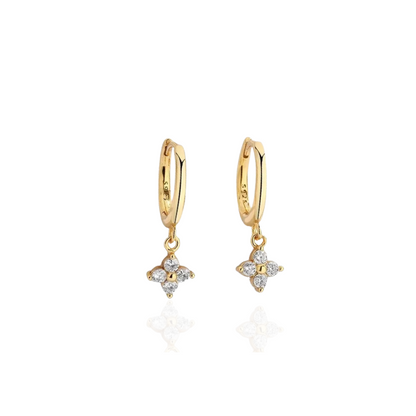 Boucles d'oreilles à quatre feuilles avec zircon