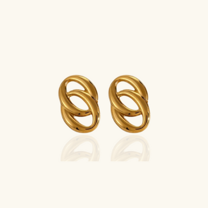 Boucles d'oreilles double ovale en plaqué or