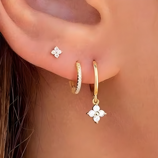 Set de boucles d’oreilles luxe pour femme avec cristaux
