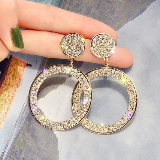 Boucles d’oreilles pendantes cercle zircons Or Argent – Léo