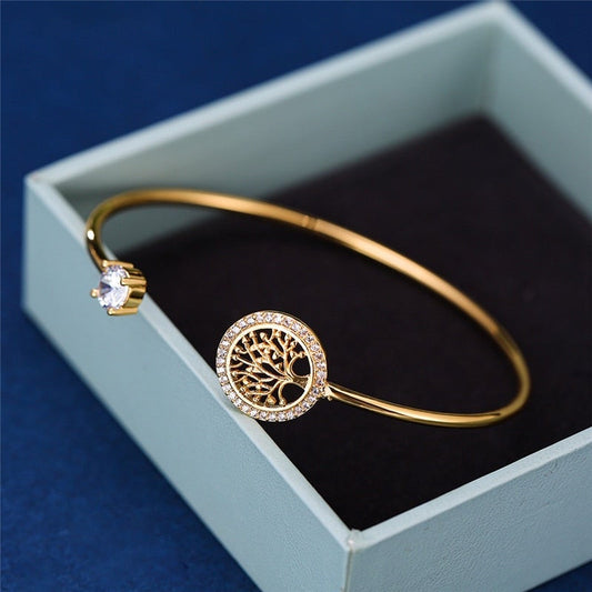 Bracelet arbre de vie or zircon – Éloïse