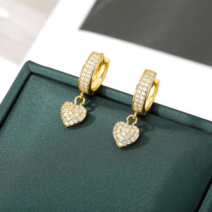 Boucles d'oreilles coeur en Zircon plaqué or