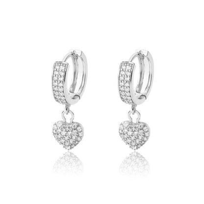Boucles d'oreilles coeur en Zircon plaqué or