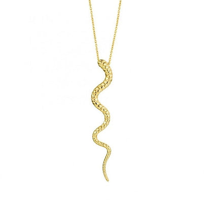 Collier pendentif serpent fin texturé or – Léo