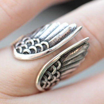Bague ailes d’ange argent ajustable – Léo