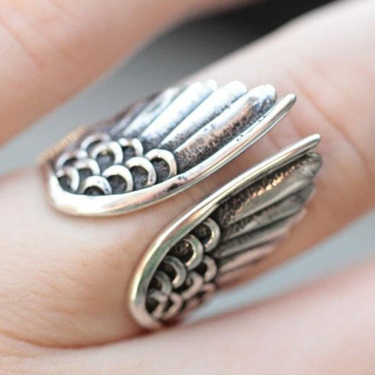 Bague ailes d’ange argent ajustable – Léo