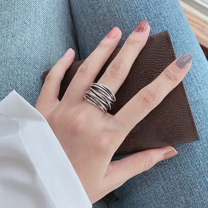 Bague superposée anneaux entrelacés argent – Léo