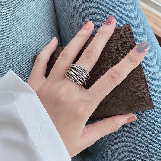 Bague superposée anneaux entrelacés argent – Léo