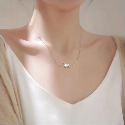 Collier pendentif chat argent fin – Lila