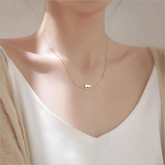 Collier pendentif chat argent fin – Lila