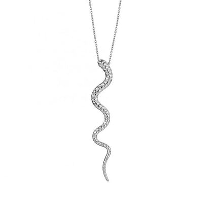 Collier pendentif serpent fin texturé or – Léo