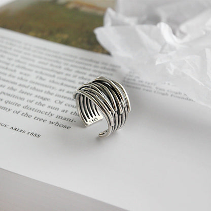 Bague superposée anneaux entrelacés argent – Léo