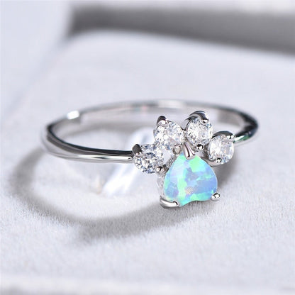 Bague goutte opale argent zircons – Léo
