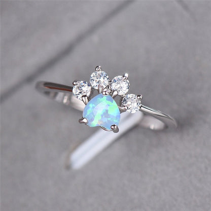 Bague goutte opale argent et zirconias – Lise