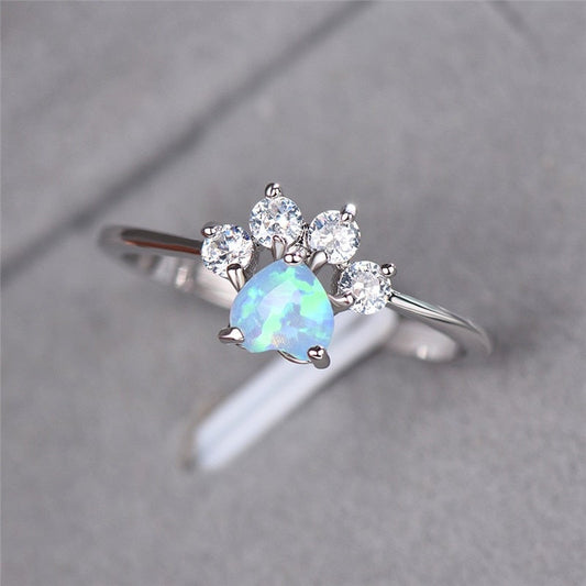Bague goutte opale argent et zirconias – Lise