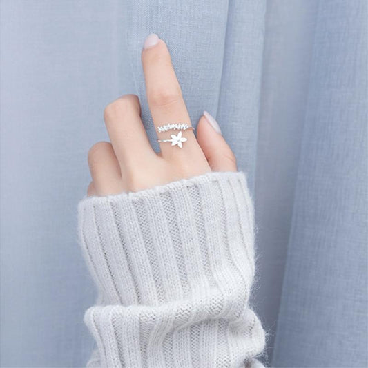 Bague ajustable argent émail fleur – Lila
