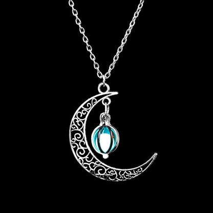 Pendentif croissant de lune argenté lumineux – Lila