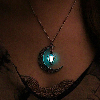 Pendentif croissant de lune argenté lumineux – Lila