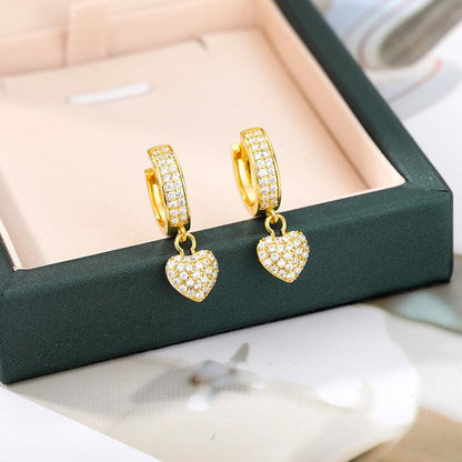 Boucles d'oreilles coeur en Zircon plaqué or