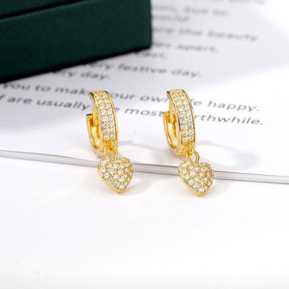 Boucles d'oreilles coeur en Zircon plaqué or