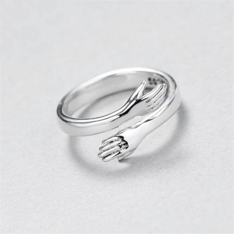Bague ajustable argent motif bras entrelacés – Léo
