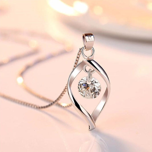 Pendentif ovale torsadé argent zircon – Léo