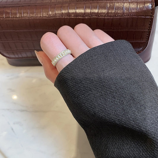 Bague ouverte perles cristaux or – Lila