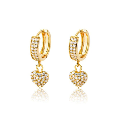 Boucles d'oreilles coeur en Zircon plaqué or