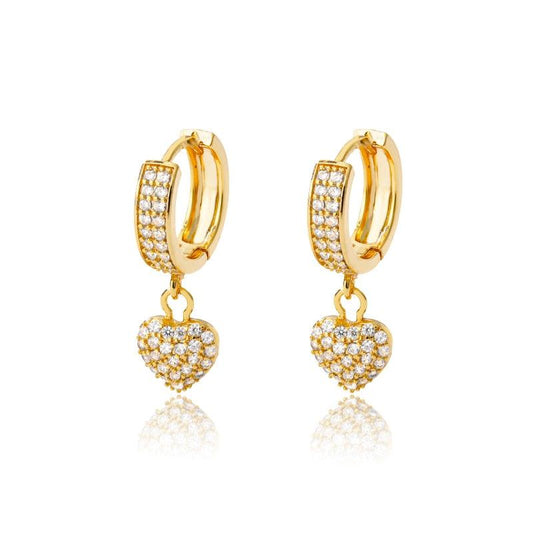 Boucles d'oreilles coeur en Zircon plaqué or