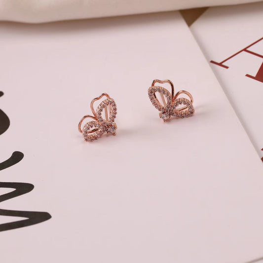Clous d’oreilles papillon rose cristal – Lina