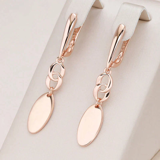 Boucles d’oreilles pendantes plaqué or rose ovales – Lila