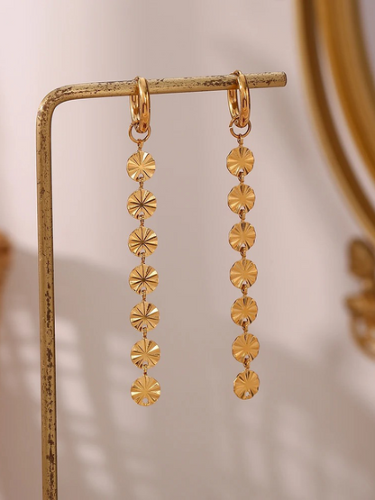 Boucles d’oreilles pendantes disques dorés – Lila