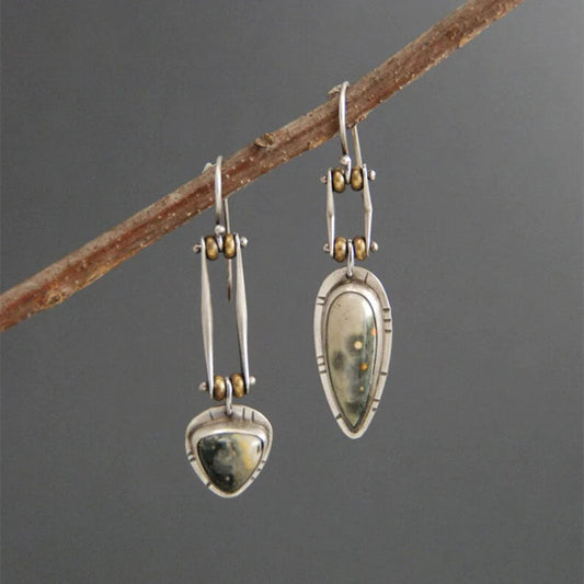 Boucles d’oreilles pendantes argent motif mécanique – Léa
