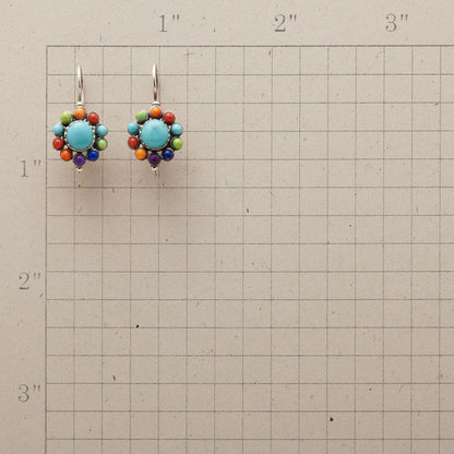 Boucles d’oreilles rondes argent turquoise multicolore – Léo