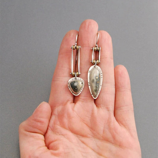 Boucles d’oreilles pendantes argent motif mécanique – Léo