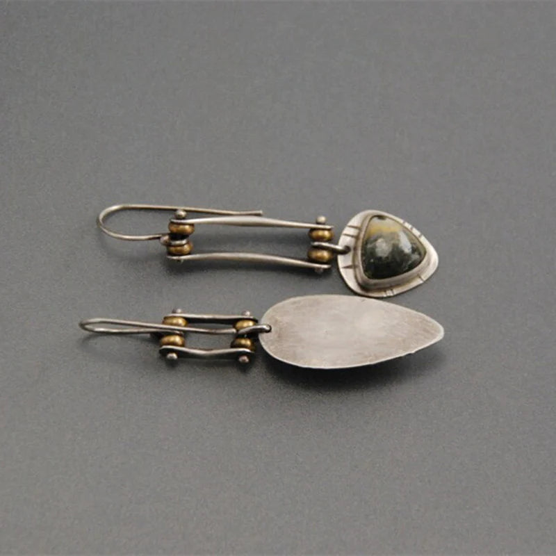 Boucles d’oreilles pendantes argent motif mécanique – Léo