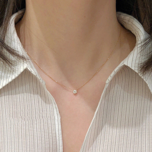 Collier fin or pendentif cristal rond – Lora