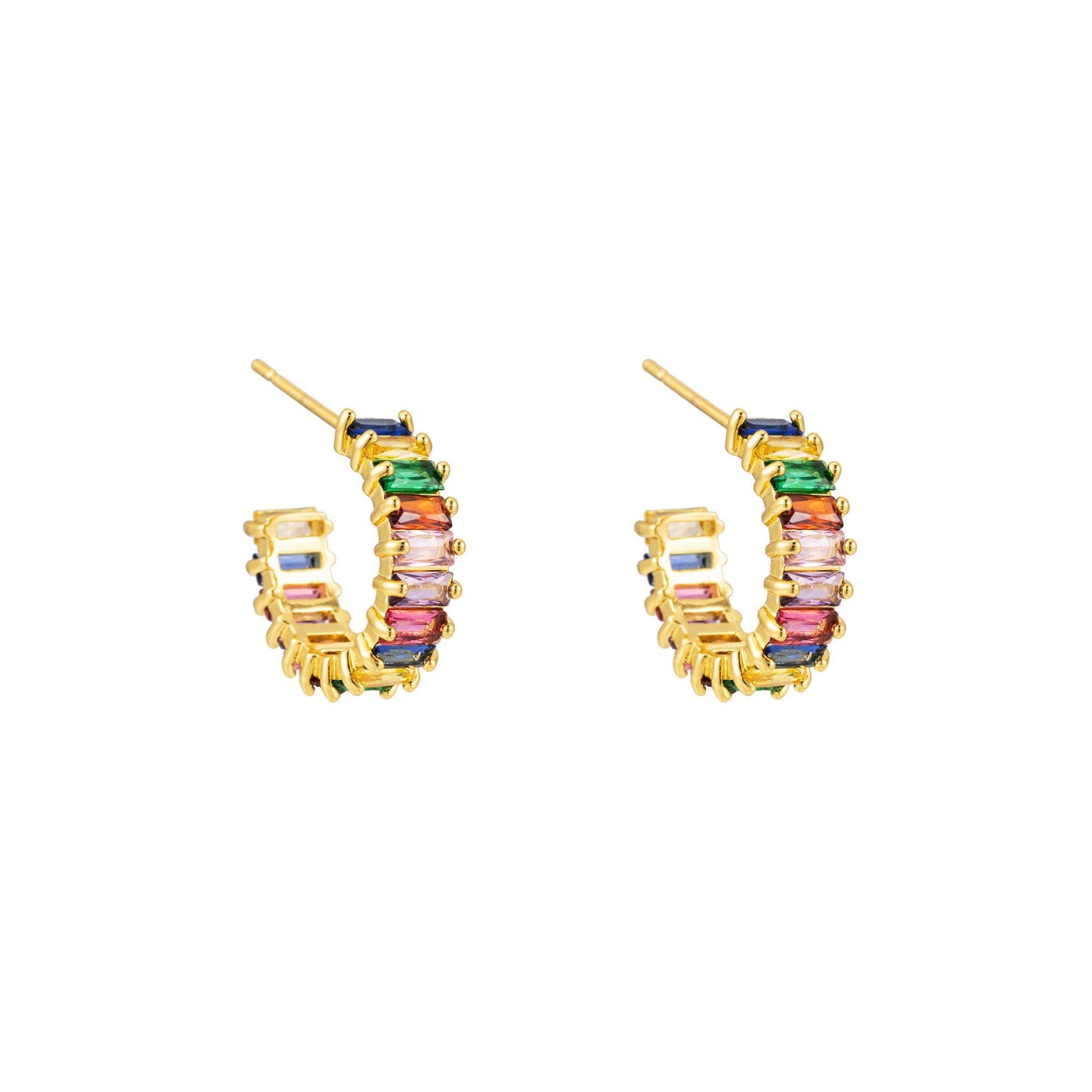 Créoles moyennes or zircon multicolore – Léo
