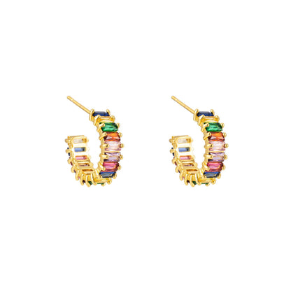 Créoles moyennes or zircon multicolore – Léo