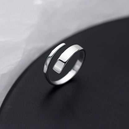 Bague ouverte minimaliste lisse argent – Léo